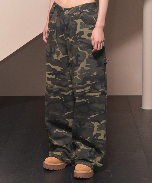 CARPENTER LETTERING DENIM PANTS (KHAKI CAMO)_F24ZD884