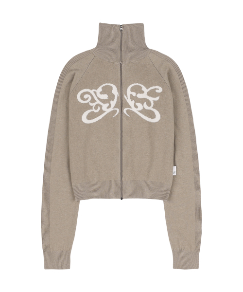 REGLAN SYMBOL KNIT ZIP-UP (MOCHA)_F24ZA962