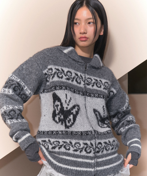PEPE COWICHAN KNIT ZIP-UP (GRAY)_F24ZA960