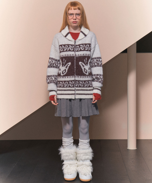 PEPE COWICHAN KNIT ZIP-UP (IVORY)_F24ZA960