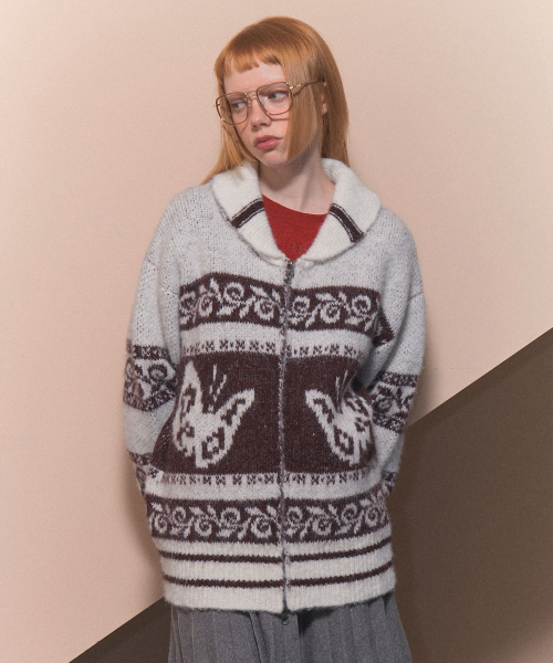 PEPE COWICHAN KNIT ZIP-UP (IVORY)_F24ZA960