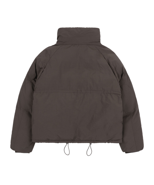 HIGH NECK STRING POCKET PUFFER (BROWN)_F24ZA954