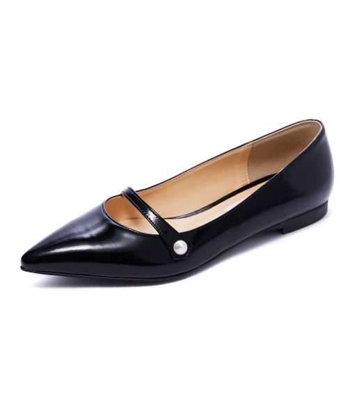 Pearl Stiletto Flat [Black]