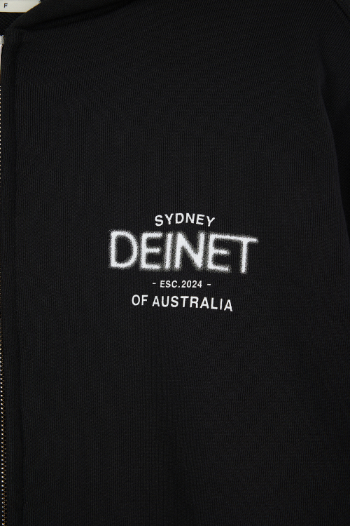LOST IN SYDNEY ZIP-UP HOODIE IN BLACK