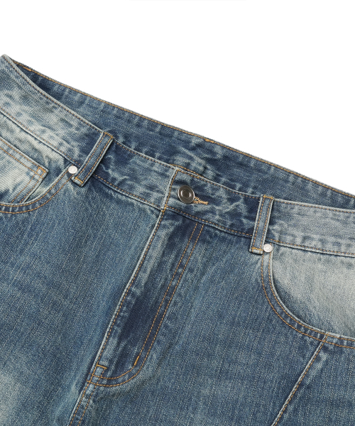 Back Snap Denim Parachute Pants