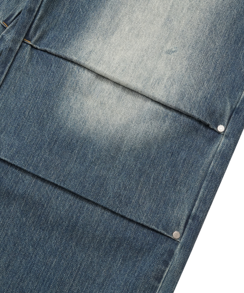 Back Snap Denim Parachute Pants