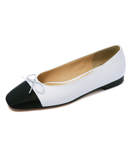 Two-tone Combi Flat Shoes [White]