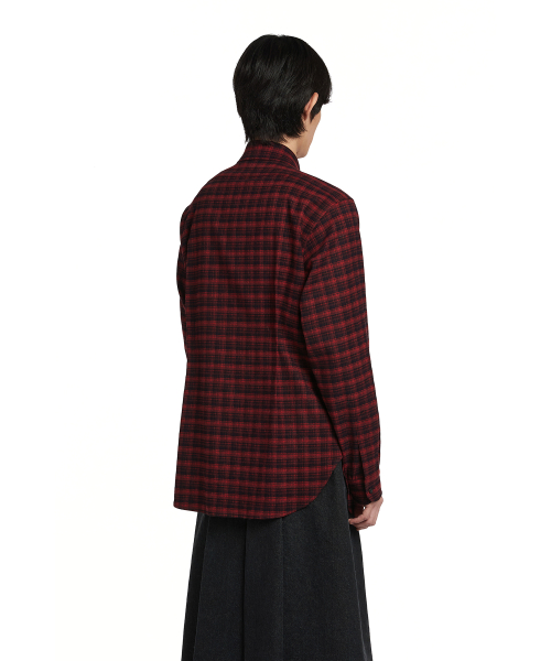 Pintuck Check Shirt_Red