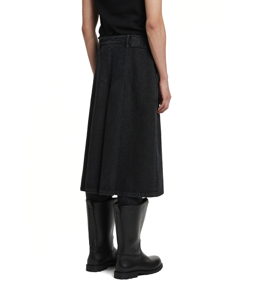 Pleated Denim Pants_Black