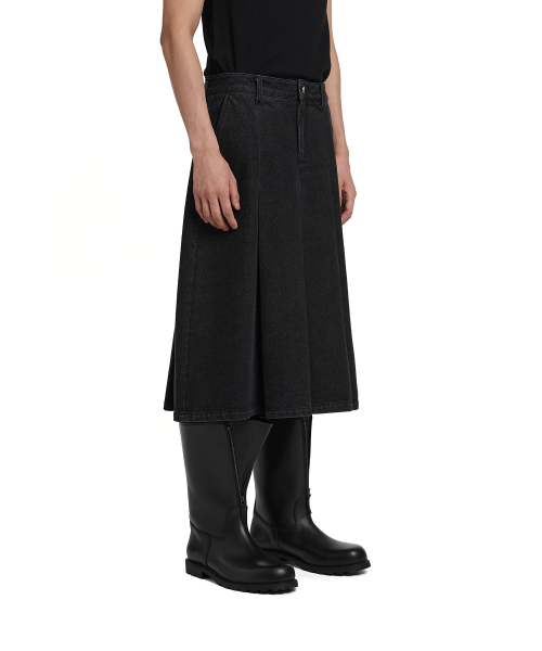 Pleated Denim Pants_Black