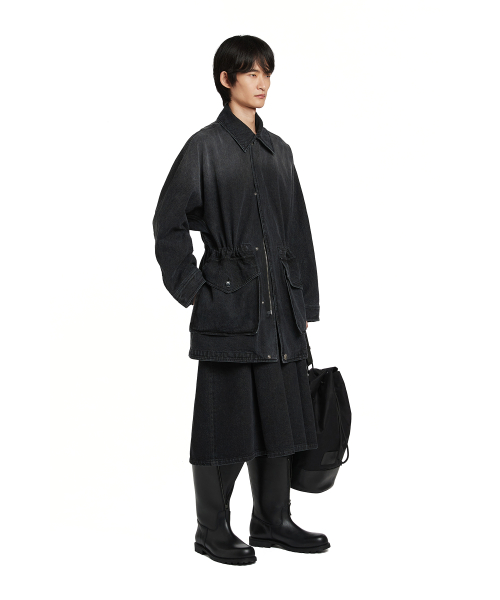 Pleated Denim Pants_Black