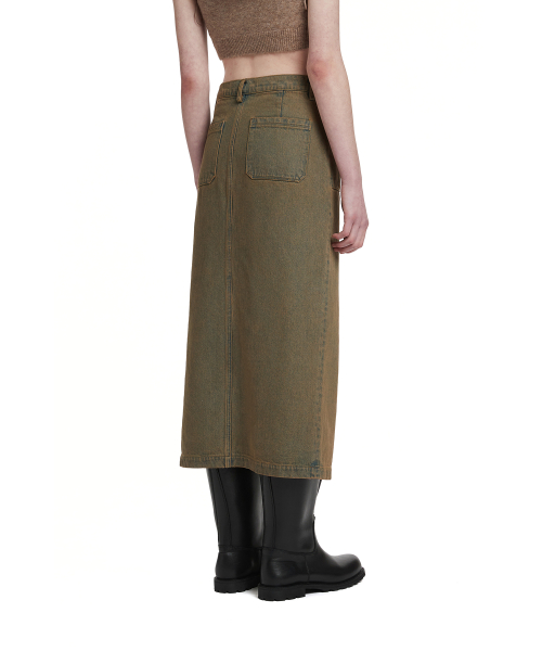 Denim Maxi Skirt_Khaki