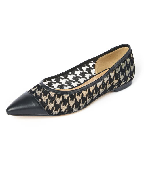 Houndstooth Stiletto Flat [Black]