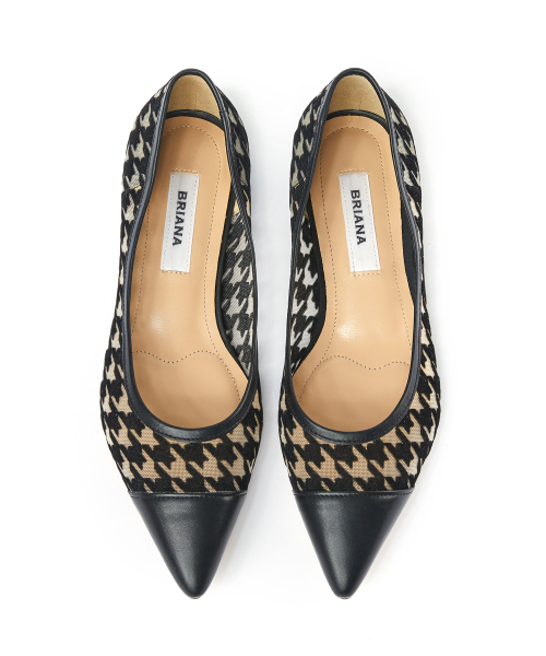 Houndstooth Stiletto Flat [Black]