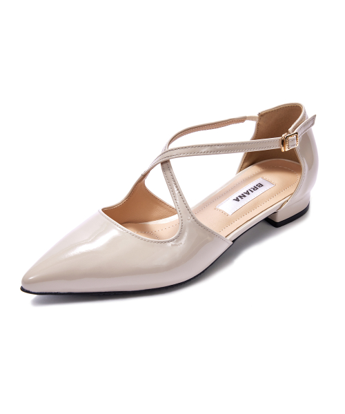 Audrey X-Stiletto Flat [Cream Patent]