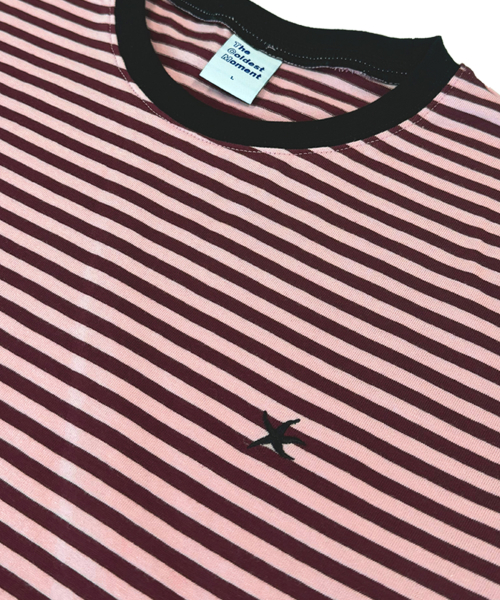 TCM mini logo stripe long sleeve (pink/red)