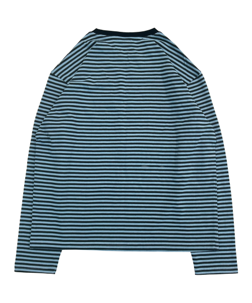 TCM mini logo stripe long sleeve (sky blue/charcoal)