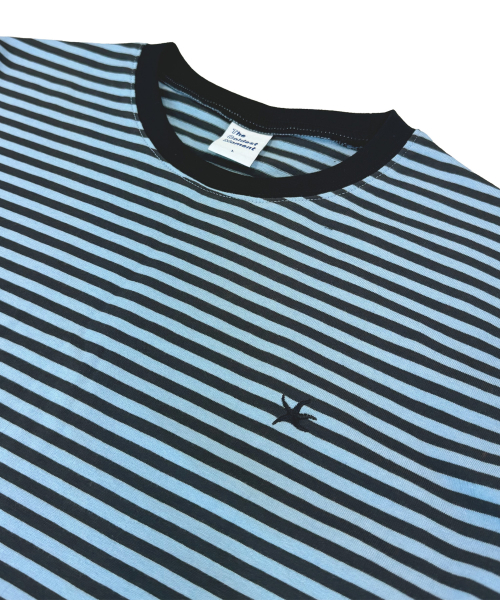 TCM mini logo stripe long sleeve (sky blue/charcoal)