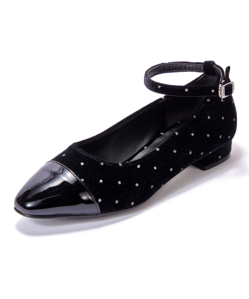 Velvet Ballerina Flat [Black Dotted]