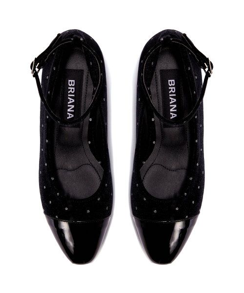 Velvet Ballerina Flat [Black Dotted]