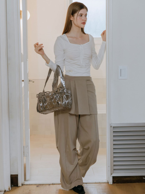 PLEATED LAYERED SKIRT PANTS / BEGIE