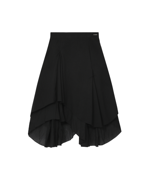 Unbalanced layered skirt BLACK