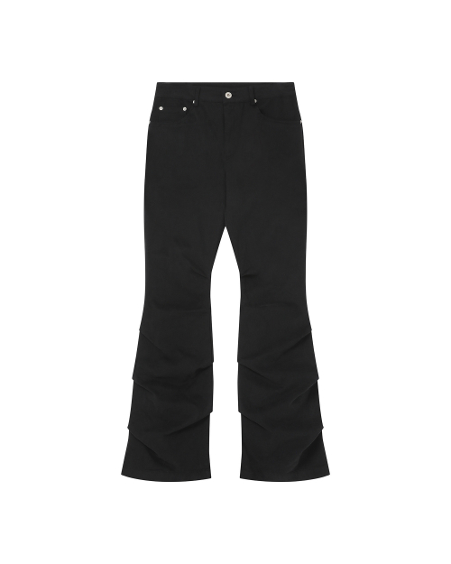 Shirring bootscut pants BLACK