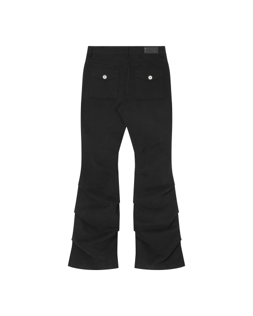 Shirring bootscut pants BLACK