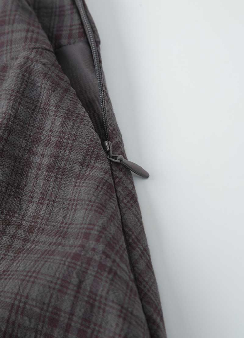 LONDON CHECK MIDI SKIRT / PURPLE