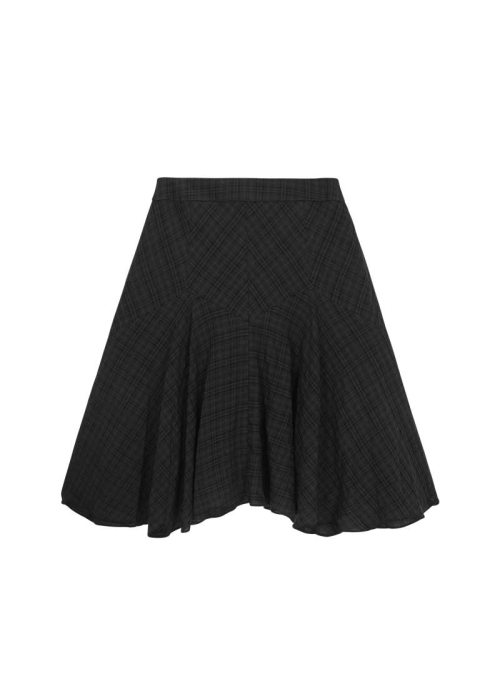 LONDON CHECK MIDI SKIRT / BLACK