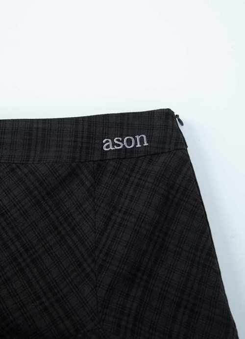 LONDON CHECK MIDI SKIRT / BLACK