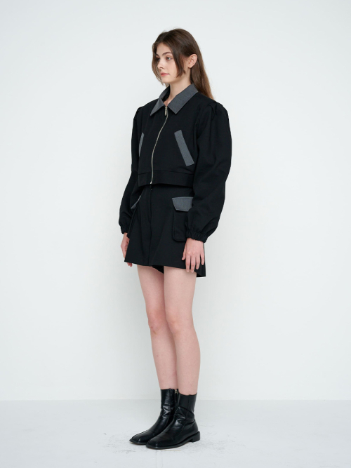 BULD POINTED WOOL JACKET / BLACK