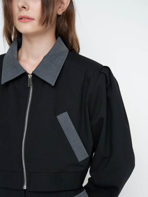 BULD POINTED WOOL JACKET / BLACK
