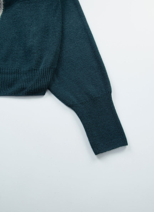 BOAT NECK KNIT / BLUE-GREEN