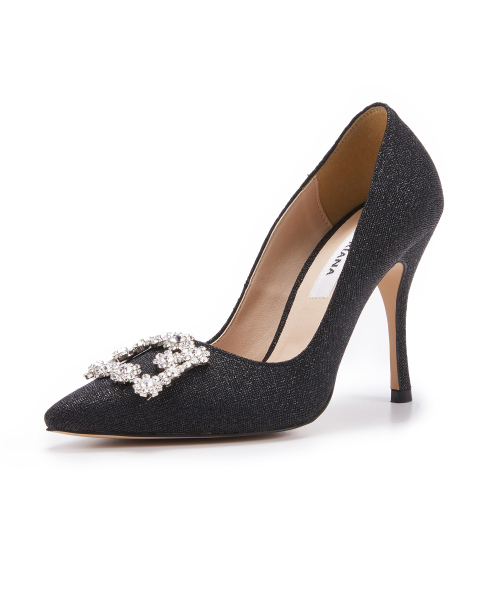 Crystal Stileto [Black Saffiano]
