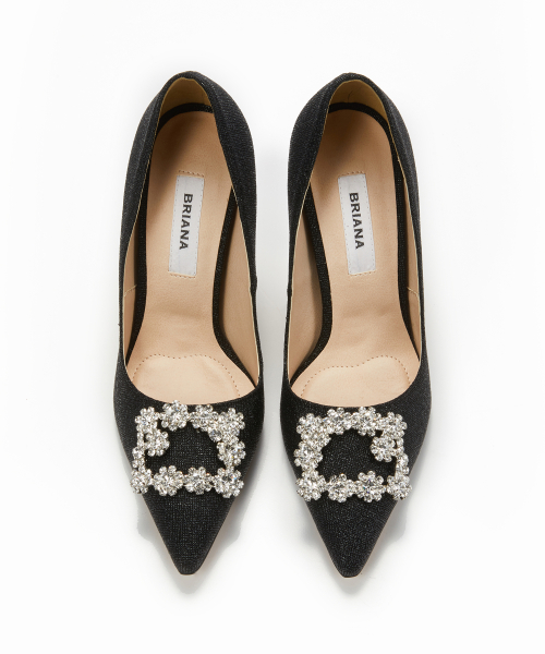 Crystal Stileto [Black Saffiano]