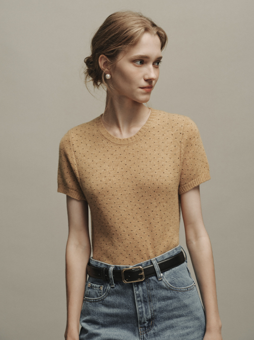 RORI dot half knit_BEIGE