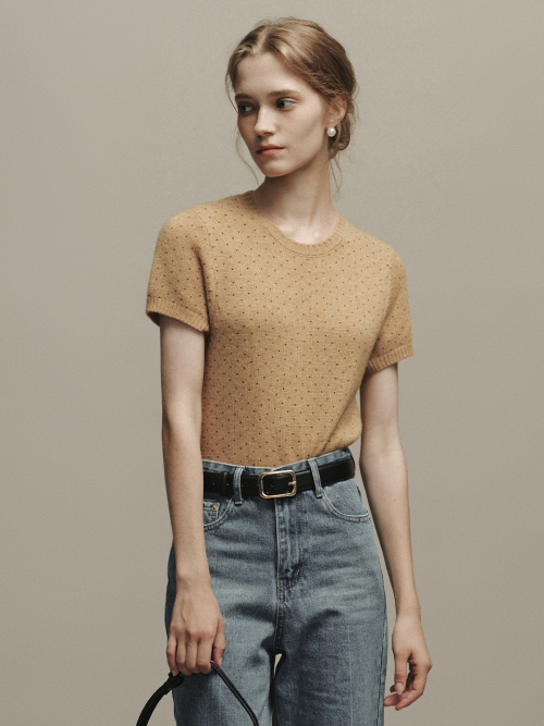 RORI dot half knit_BEIGE