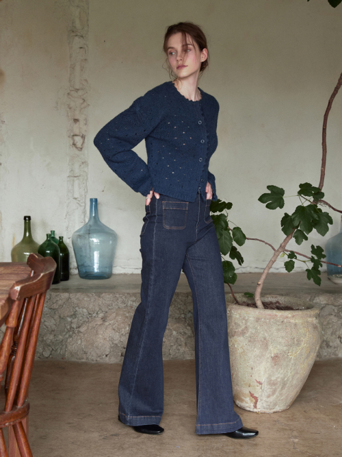 MARIE flared retro jean_DARK BLUE