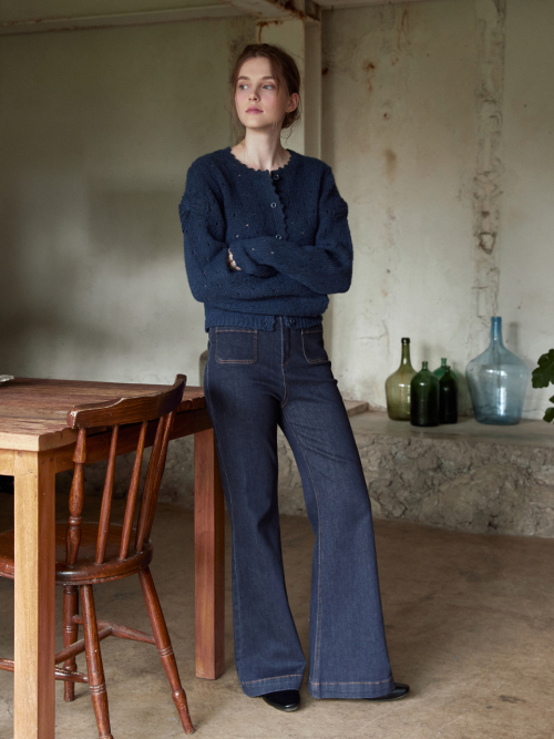 MARIE flared retro jean_DARK BLUE