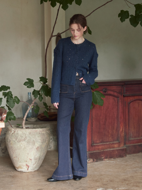 MARIE flared retro jean_DARK BLUE