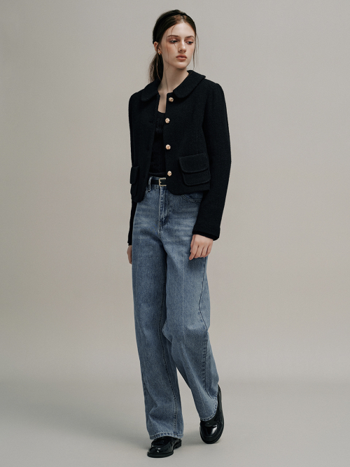 KINSLEY wide washing denim pants_BLUE