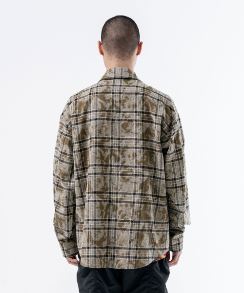 VELCRO CHECK WASHINGSHIRT JACKET KHAKI