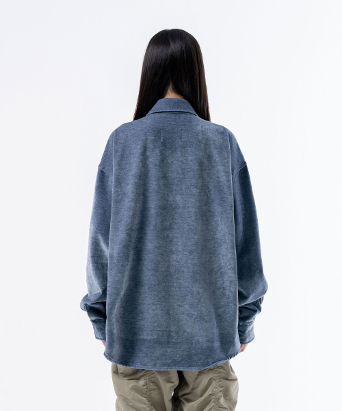 VELCRO VELVET SHIRT JACKET SKY BLUE