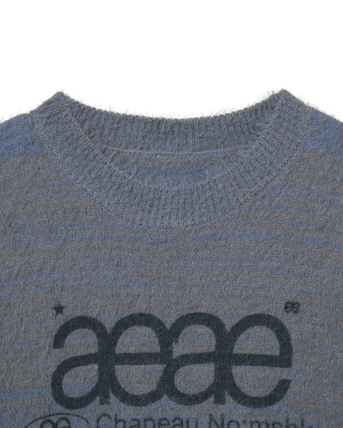 WEB LOGO HAIRY KNIT [SMOKY BLUE]