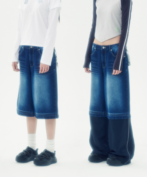 DETACHABLE 2 WAY DENIM PANTS [BLUE]
