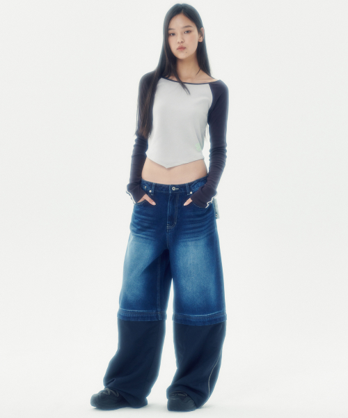 DETACHABLE 2 WAY DENIM PANTS [BLUE]