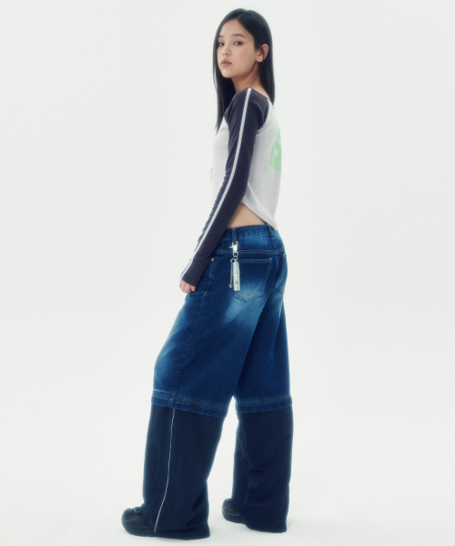 DETACHABLE 2 WAY DENIM PANTS [BLUE]