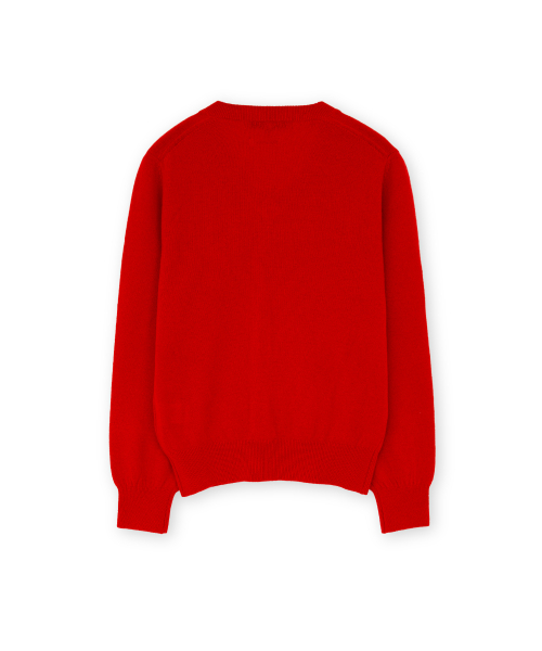W Extra Super Fine V Neck Knit, Red