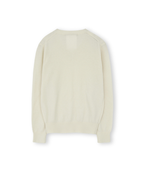 W Extra Super Fine V Neck Knit, Ivory